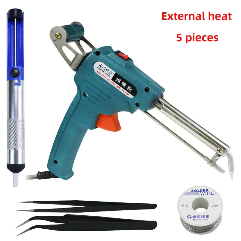 External heat green Swayboo 60 Вт ручной внешний тип тепла для внутреннего прогревания паяльник Электрический 5-шт набор с сварочной проволокой - Цвет: External heat green