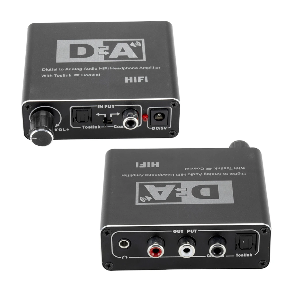 Hifi DAC Digital To Analog Audio Converter RCA 3 5mm Headphone Amplifier Toslink Optical Coaxial Output Portable DAC