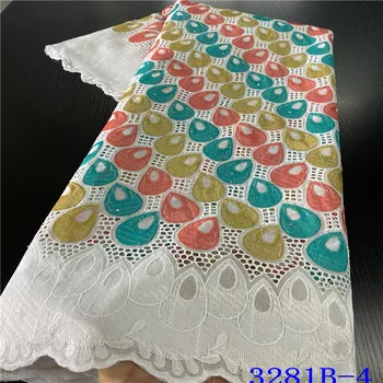 

High Quality African Dry Laces Fabrics Embroidery Nigerian Cotton Lace Fabric Swiss Voile Lace Fabric in Switzerland GD3281B-4
