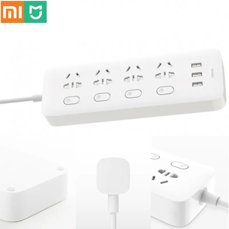 Удлинитель Xiaomi Mijia Stopcontact Met Schakelaar 3 USB 4 Poorten groote макетная плата EU 2500 Вт Voor Mi thuis |