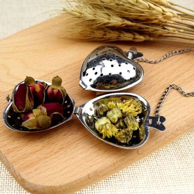 

100pcs/lot Stainless Steel Creative Heart Shaped Tea Infuser Spoon Strainer Tea Tool