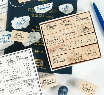 

11 Designs Mixed Creative Wooden Stamps Have A Nice Day Creative DIY Sticker Journal Diary Decoration Supplies