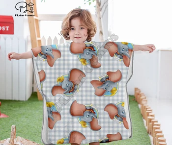 

Cartoon cute Cartoon Dumbo Hooded baby Boys and Girls Towel Wearable Bath Towel For Kids Travel 3D printed Beach Towels style-2