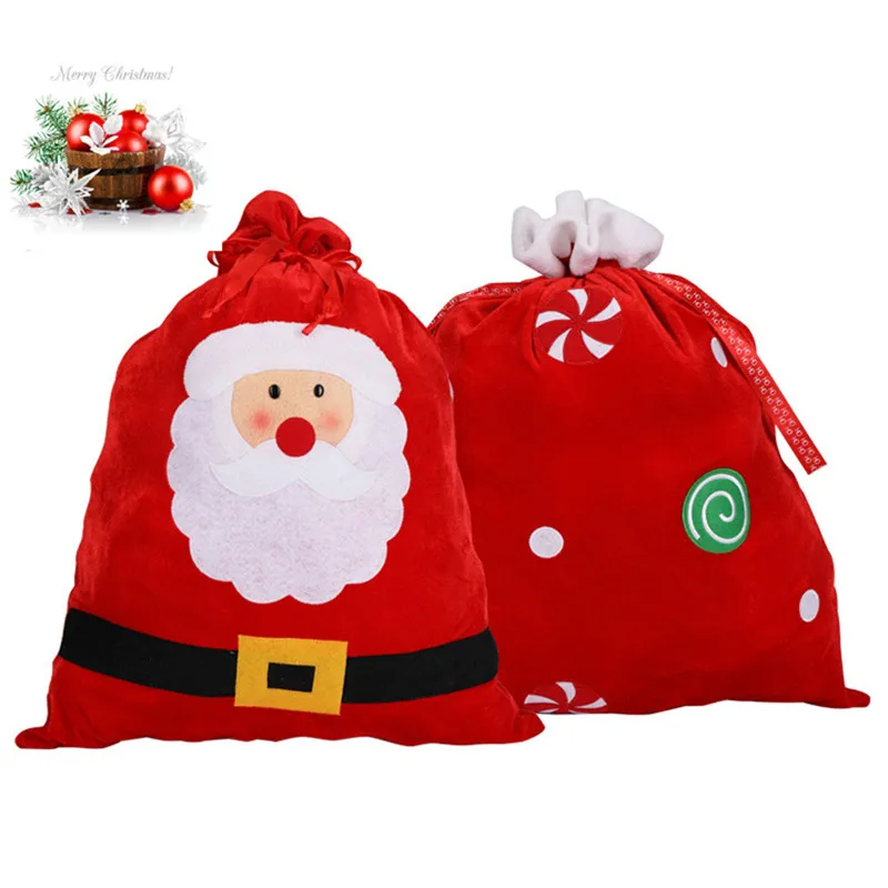Christmas Santa Sack Gift Presents Bag Candy Bags Children Gift Bags Xmas Christmas Tree Decoration New Year Products@D