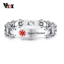 Vnox,, на заказ, Гравировальный, с именем, медицинский, с оповещением, ID, браслет для мужчин, нержавеющая сталь, велосипедная цепь, мужские браслеты, браслеты
