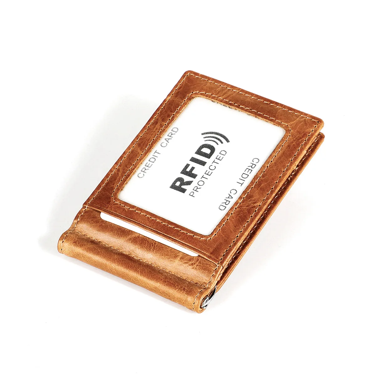 Personalized engraved Genuine Leather Money Clip Front Pocket Clamp for Money Holder Removable Money Clip Wallet 2
