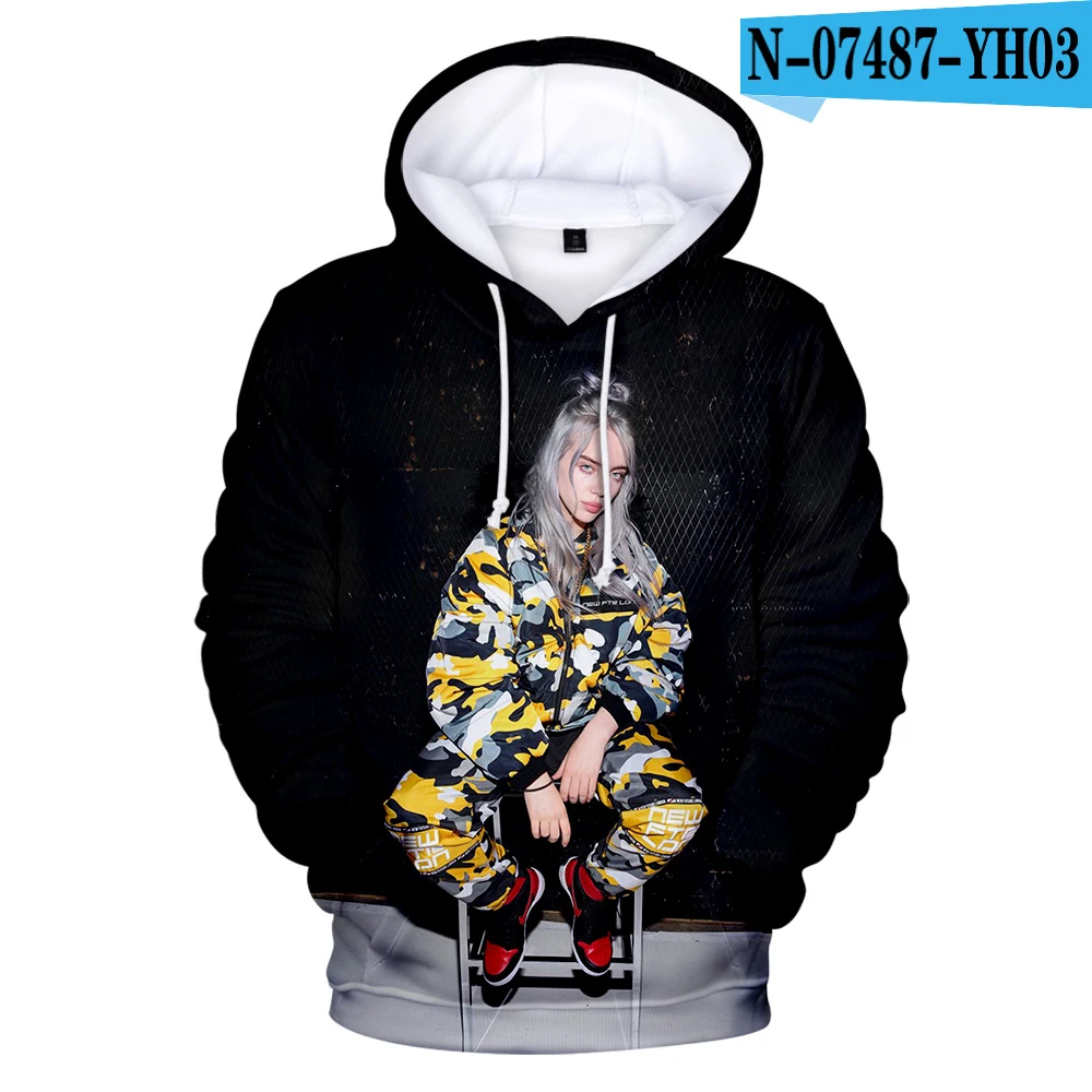 3D Черная Толстовка с 3D принтом Billie Eilish, толстовки с капюшоном для женщин и мужчин, Повседневные детские осенние толстовки с капюшоном, модные 3D Пуловеры для девочек - Цвет: 3D