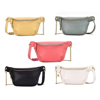 

Fashion Women Waist Fanny Pack Belt Bag Pouch Lady Casual Travel Hip Bum Shoulder Bag Female Solid Color Chain Chest Small Purse