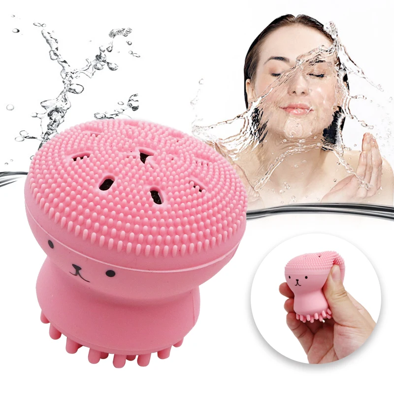 Beauty Face Skin Care Cleaning Tools Cute Octopus Jellyfish Facial Cleansing Brush Puff Massage Exfoliating Wash Tool | Красота и