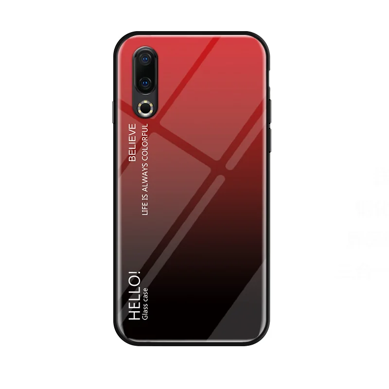 Модный градиентный стеклянный чехол для телефона Meizu 16th Plus, полный защитный бампер для Meizu 16S Pro 16X 16XS, задняя крышка для телефона - Цвет: Красный