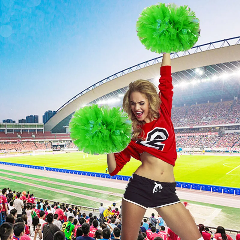 Cheerleading Pom Poms 2pcs Rainbow Plastic Cheerleader Pom Ppom Girl Cheer Refueling Props Cheerleading Pompon Pompoms Baton Hhandle NonFading