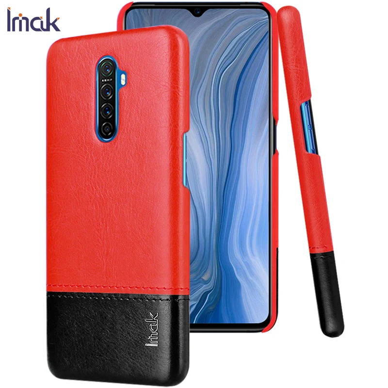 Red and black Imak Роскошный Ruiyi чехол s для OPPO Reno Ace Realme X2 Pro Чехол тонкая задняя крышка чехол для телефона жесткий ПУ ПК бизнес защита чехлы - Цвет: Red and black