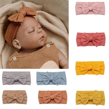 Children's Cotton Headband with Bow;  Solid color kids bow headband for girls;  Headband for little girls ...