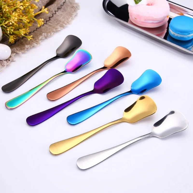 

Spoons Desert Coffee Gourd Shape Stainless Steel Ice Cream Spoon Tableware Multi-color Kitchen Supplies