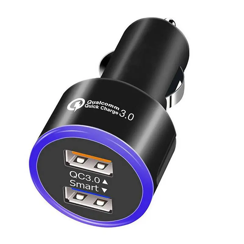 black car charger Быстрое Автомобильное зарядное устройство QC3.0 2 usb порта 35 Вт для IPhone 11 Pro Max XS XR Ipad адаптер для мобильного телефона Быстрая зарядка для samsung huawei - Тип штекера: black car charger