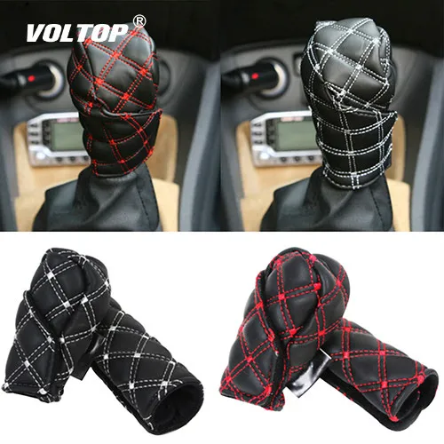 

2Pcs/Set gear shift knob covers boot for decorations Faux Leather Hand Brake Case Car Interior Decor Shift Knob Shell