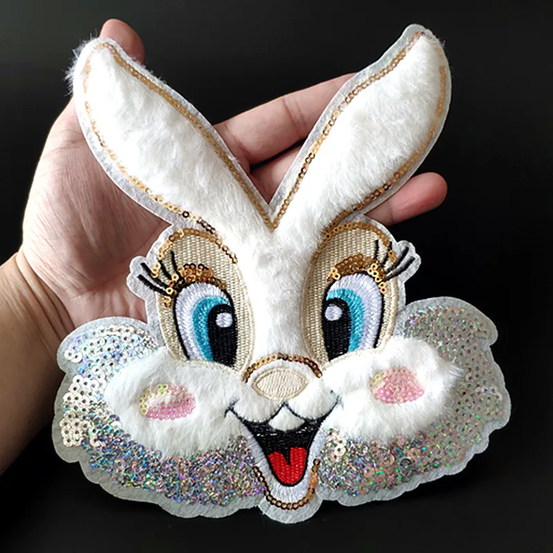 Rabbit-Plush-Sequined-Biker-Badge-Fashion-Patch-Lidar-com-isso-Costurar ...