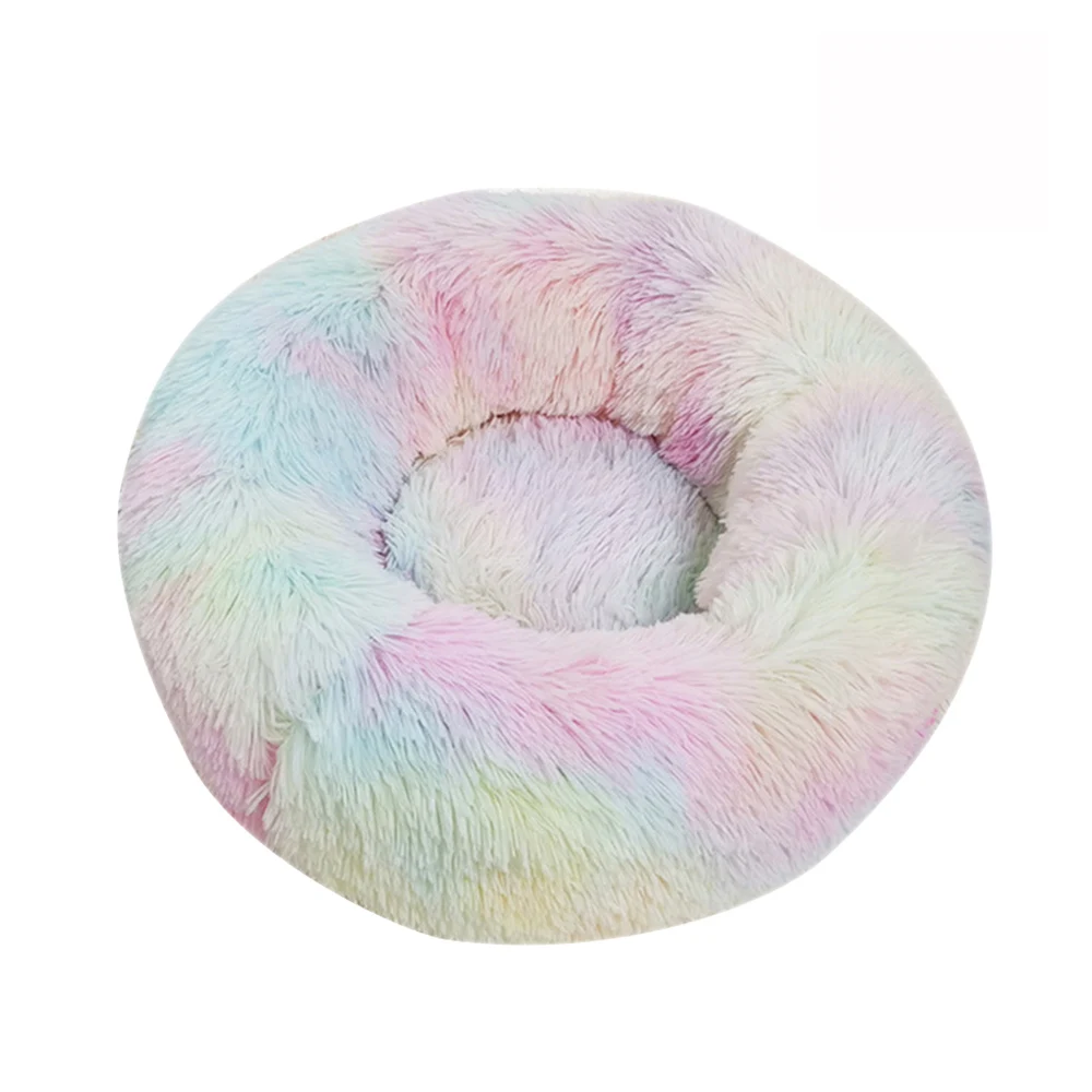 color Мягкая теплая круглая кровать для питомца кошки удобное гнездо для питомца собака кошка Моющийся питомник легко чистится кровать для собаки теплый дом для питомца - Цвет: color