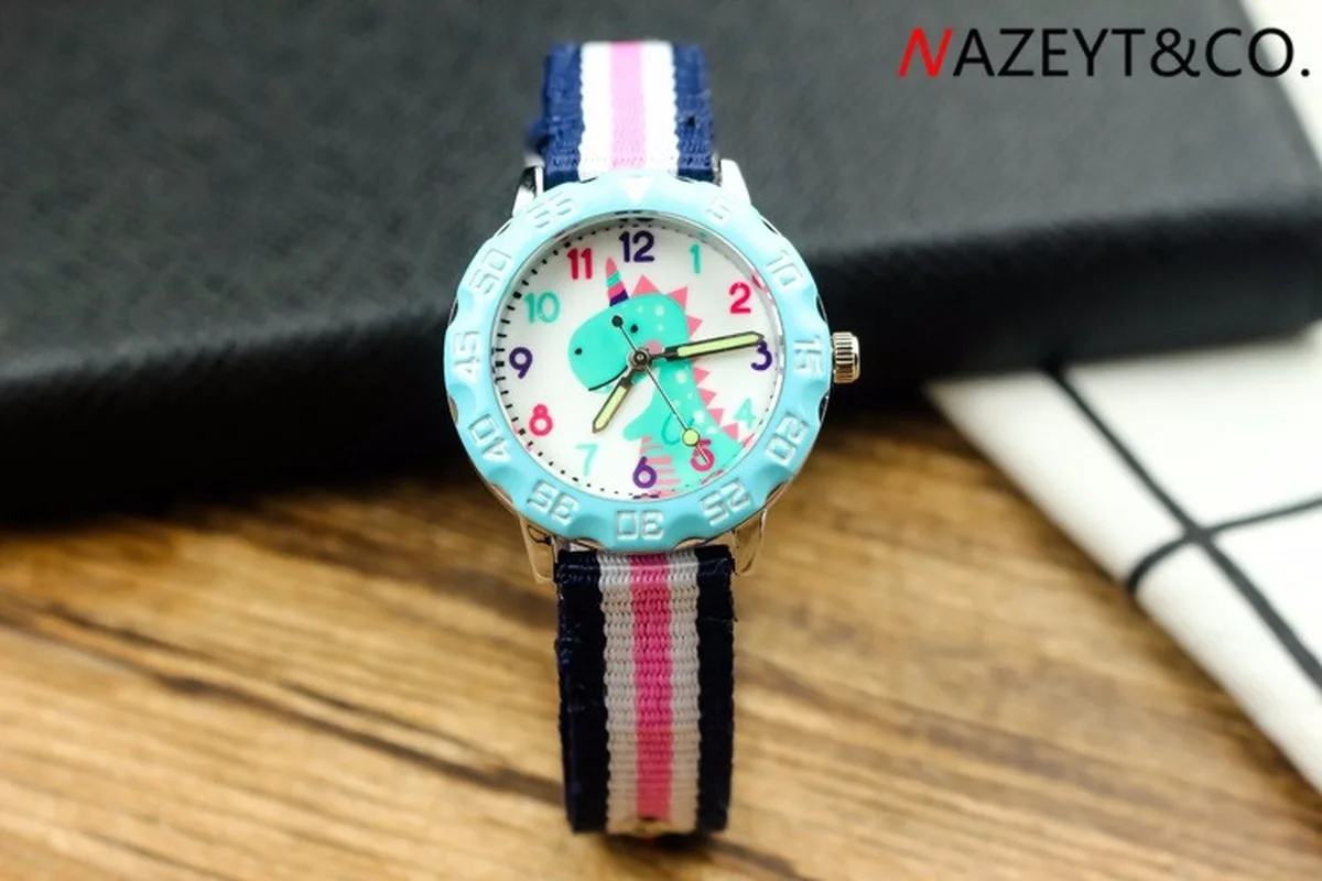 Boys dinosaurs 3 d design quartz watch girls noctilucent pointer nylon wrist children's table | Наручные часы