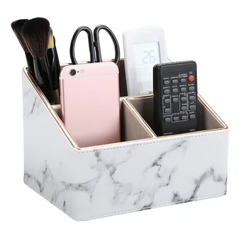 

3 Grids Marble Leather Desk Stationery Organizer Pen Pencil Holder Mobile Phone