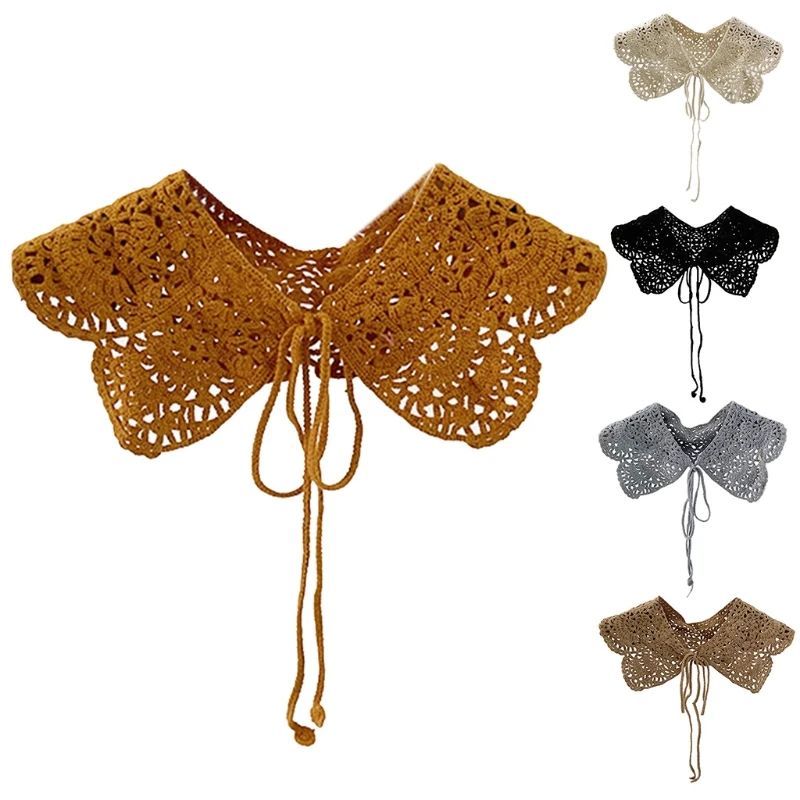 Женское летнее платье декоративная шаль ложный воротник ажурное вязаное