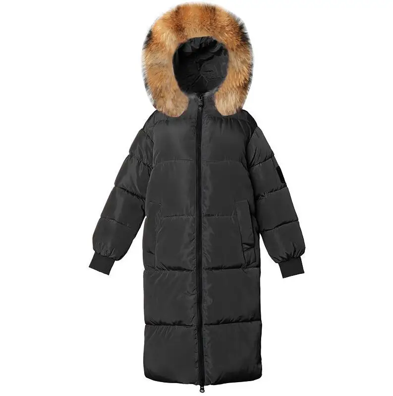 6XL 7XL, плюс размер, Женское зимнее пальто, свободные удлиненные парки, зимняя теплая Женская пуховая куртка с капюшоном, зимняя женская куртка большого размера - Цвет: black 3