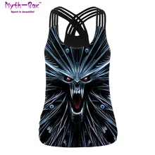Летний женский спортивный жилет с 3D принтом, рубашки для йоги, майка для бега, Черная майка с перекрестной бретелькой на Хэллоуин, спортивный бюстгальтер спортивная блузка
