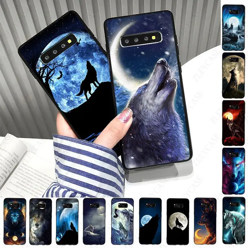 Moon Roaring Wolf Cover Per Samsung Galaxy S10 S20Fe S9 S30 S20Ultra S21Plus Note8 Note9 Note10Plus Note20 Ultra Custodie