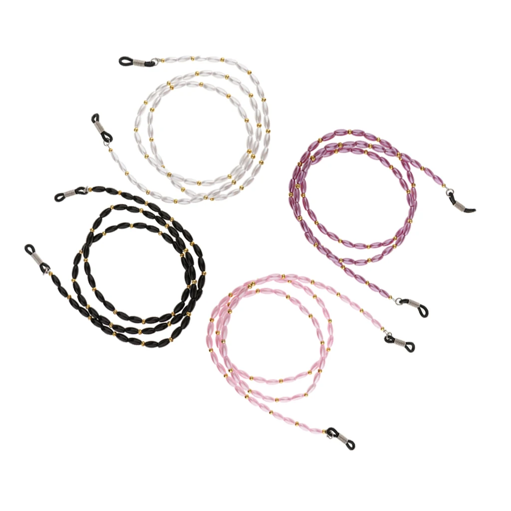 Set of 4pcs Anti Slip Spectacles Eyeglass Reading Eye Glasses Holder Necklace Sunglass Chain Lanyard Neck Cord Strap Chain