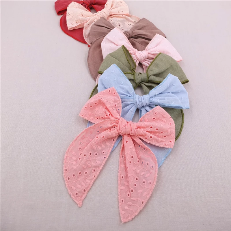 Fable Bow Hair Clips Baby Girls Women Linen Hemmed Hair Bow Clips Cotton Large Tails Hair Bows Accessories Hairgrips ergo baby accessories