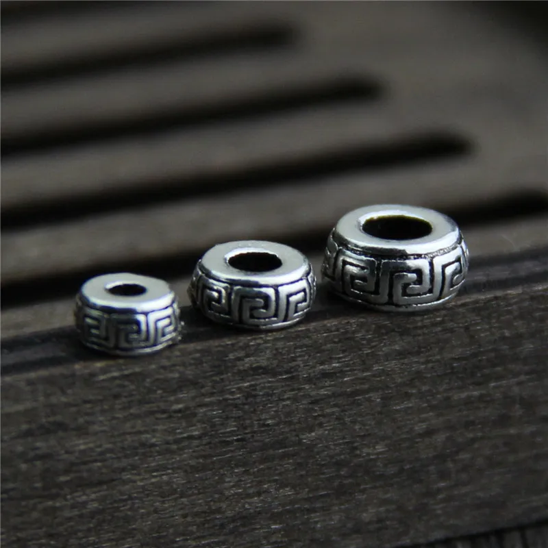 

Real 925 Sterling Silver Separate Spacer Beads for DIY Bracelet Necklace Retro Loose Beads Fine Jewelry Accessories Findings
