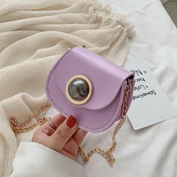 

New Designer PU Leather Crossbody Bag For Women 2020 Half Moon Mini Shoulder Bags Chain Bag Female Solid Color Messenger Bag