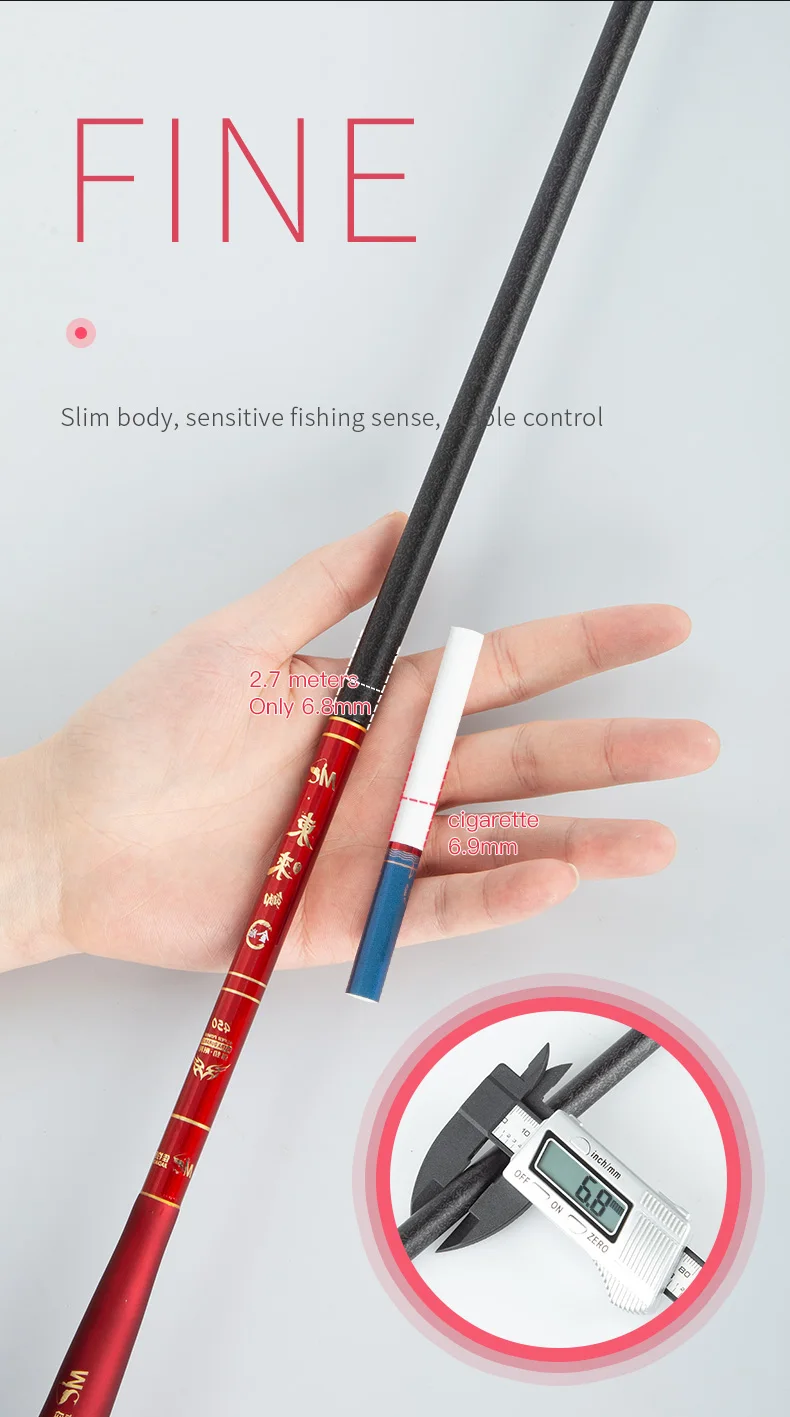JIADIAONI Fishing Rod Telescopic Fishing Rod High Quality Carbon Fiber Casting Rod Ultra Light For Fishing Rod Red 2.7m-5.4m