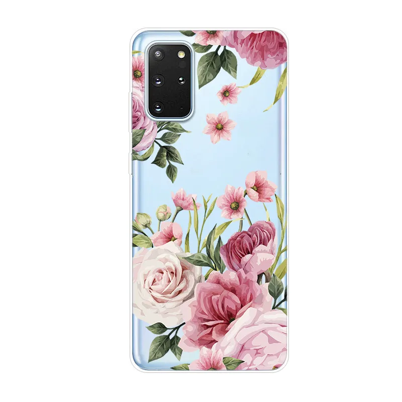 Чехол для Etui Samsung Galaxy S20 Plus Прозрачный Мягкий ТПУ силиконовый чехол с цветами Ultra S