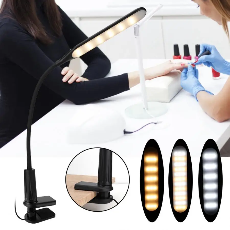 

Lamp For Nails LED USB Eye-Caring Nail Art Desk Table Lamp Clip-On Lamp for Reading Manicure Lamp For Nails