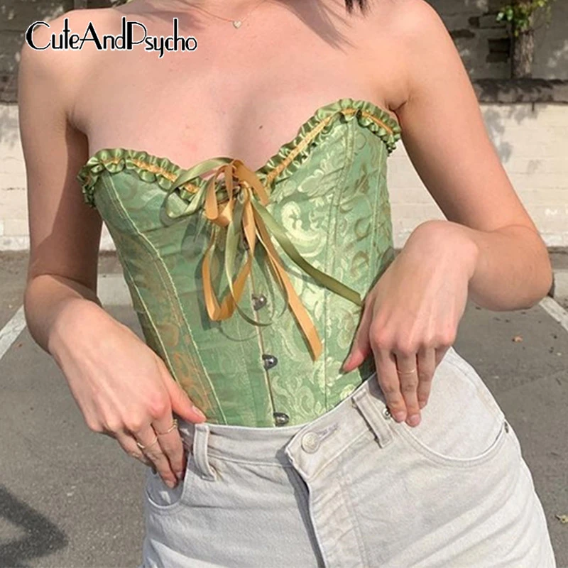 Sexy Skinny Corset Tops Women Slim Ribbed Camis Fashion Korean Vintage Summer Vest Clubwear Cuteandpsycho - Tanks & Camis AliExpress