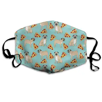 

Winter Norse Warmer, Comfortable Two Layer Funny Vector Dogs Pug Puppies Pattern Pizza Anti Dust Face Mask Cover Mouth for