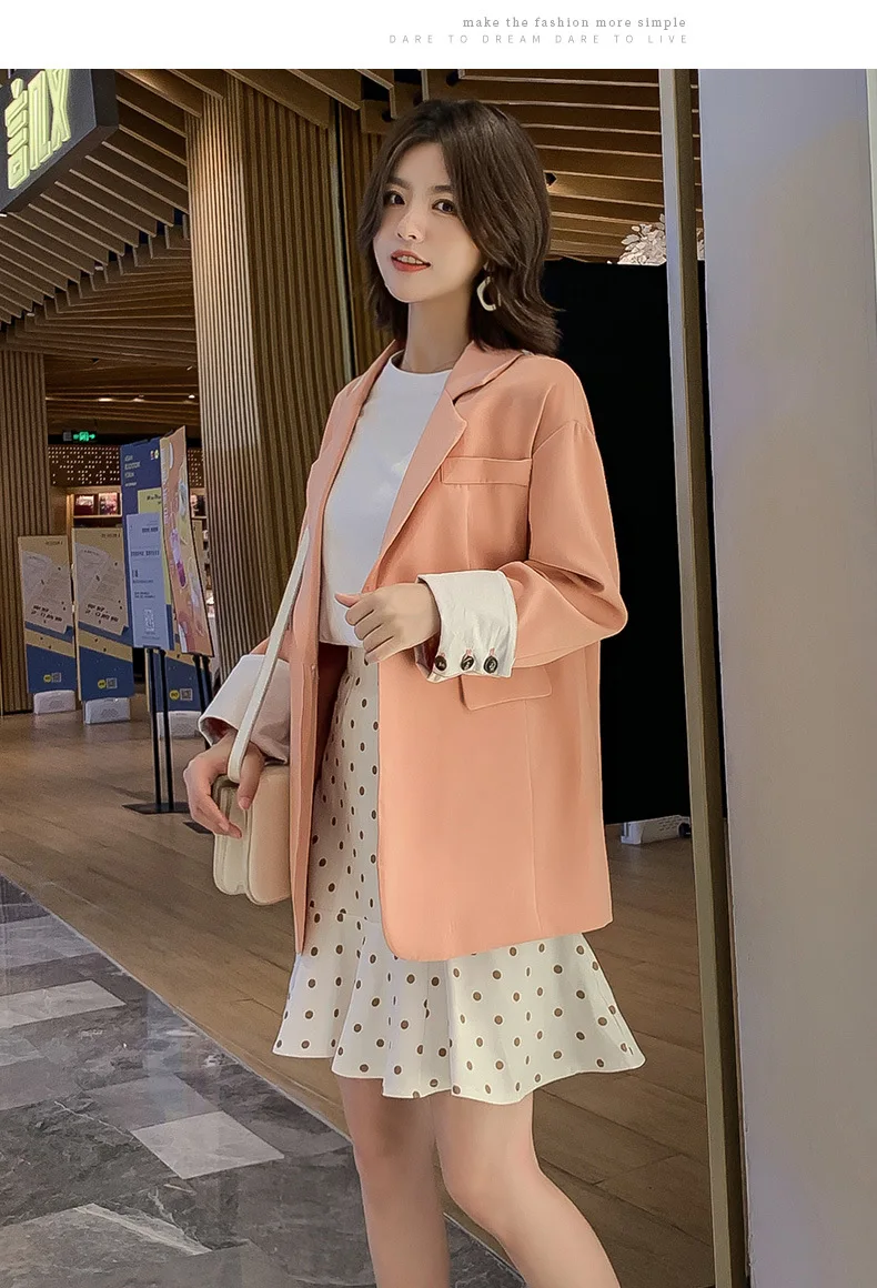 Повседневный свободный Женский блейзер с длинным рукавом осень и зима модный костюм большого размера куртка Женский темперамент Женский костюм