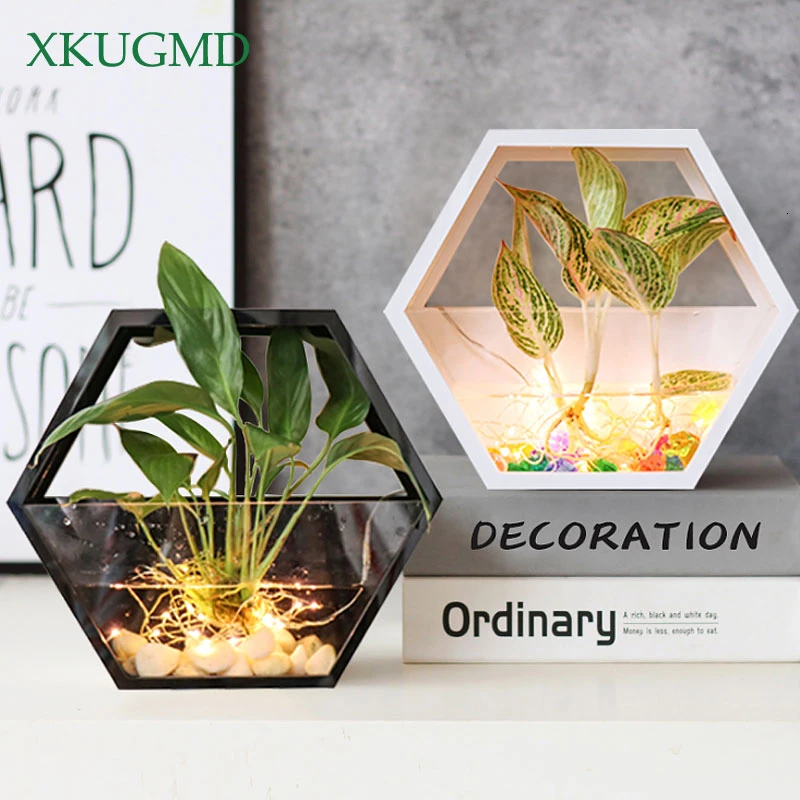 Wall-mounted Geometric Flower Pot Home Flower Arrangement Container Desktop Fish Tank Decoration Garden Micro Landscape Potted
