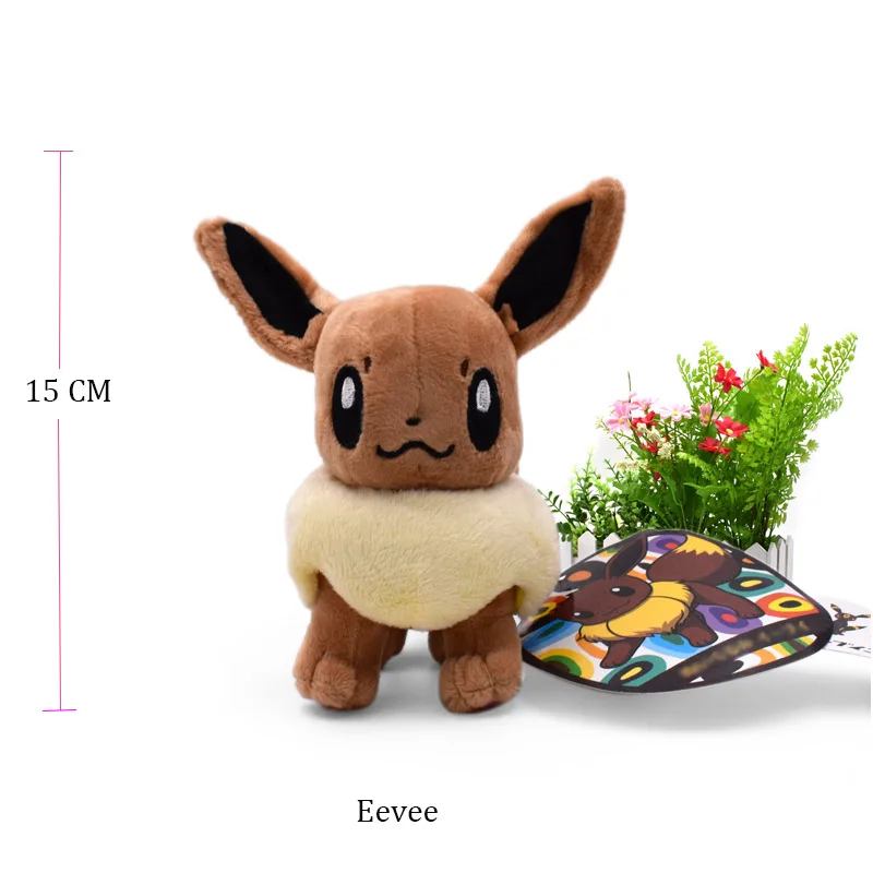 Eevee Стоящий Блестящий умбреон, животное, плюшевая качественная мультяшная игрушка 23 см - Цвет: Eevee