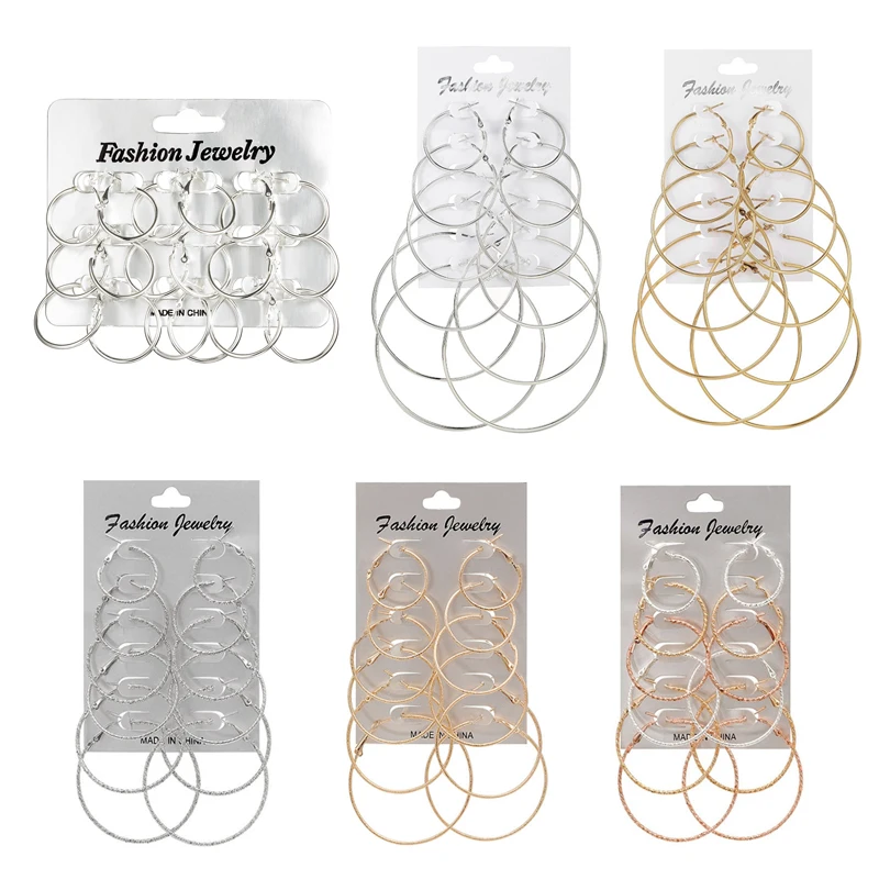 9 пар/лот маленький гладкий серебряный Цветной Круг серьги кольца Комплект