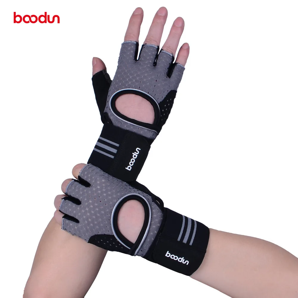 Boodun, удлиненные напульсники на половину пальца, Перчатки для фитнеса, тренажерного зала, гантели, штанги, гири, бодибилдинг, перчатки для спорта