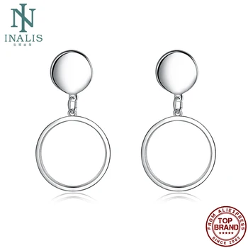 

INALIS Woman Silver Plated Hanging Earrings Simple Round Fashion Earrings Jewelry 2020 Hot Anniversary Gift for Girlfriend