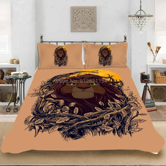 Housse de couette enfant Roi Lion 140x200 cm et taie d'oreiller