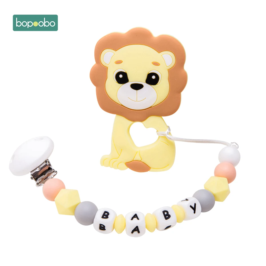 Candy yellow Bopoobo 1 шт. детский Прорезыватель силиконовые бусины Лев Прорезыватель игрушки пищевой силикон Diy персонализированный держатель для цепочка с зажимом для соски-пустышки - Цвет: Candy yellow