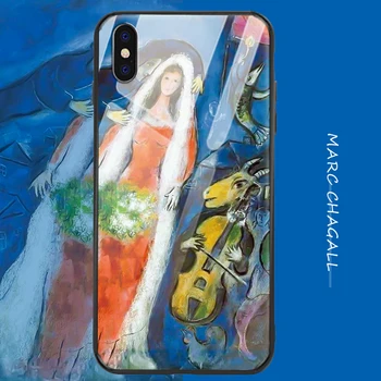 

For Iphone xr case ip xsmax 6/7 / 8p 11 case surreal fantasy oil painting tempered glass mobile phone case tpu frosted art shell