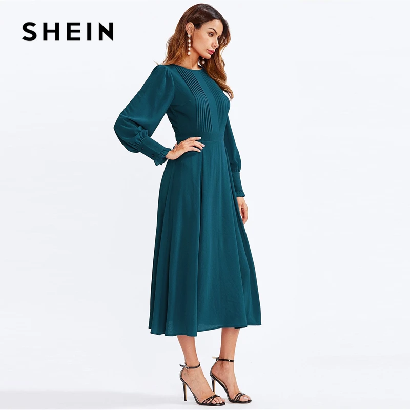 Плиссированное Платье SHEIN с оборками на манжетах и расклешенными рукавами