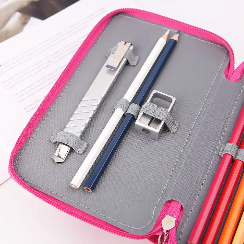 Creative Pencil Bag 4 Layers 72 Pencil Case Bag Organizer Storage Handy Leather Large Capacity Pen Holder Box For Student Gift