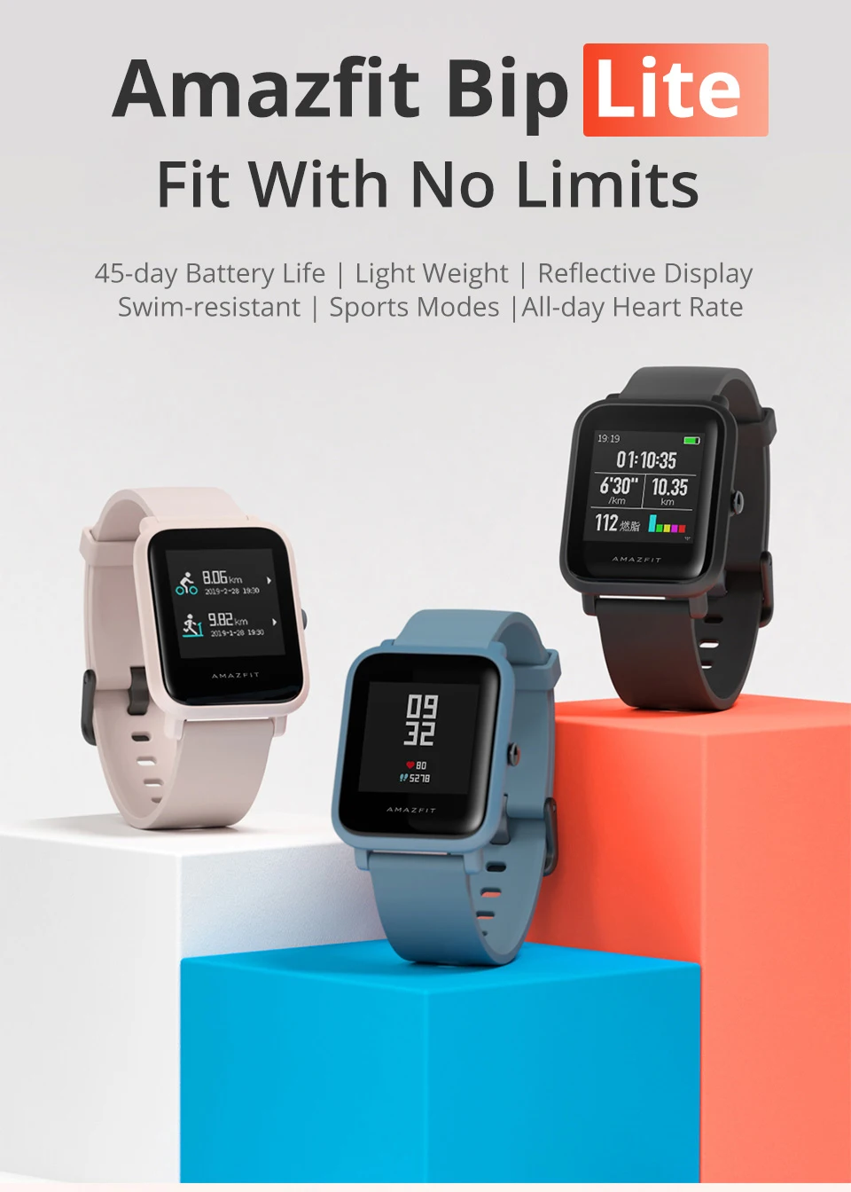 AMAZFIT Bip Lite мужские Смарт-часы несколько спортивных режимов быстрое сканирование кода Pay men t работает в течение 45 дней 3ATM водонепроницаемые Смарт-часы