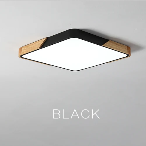 Black Square Светодиодный потолочный светильник, современный скандинавский круглый светильник, деревянный дом, гостиная, спальня, кабинет, поверхностный монтируемый светильник, приспособление с дистанционным управлением - Цвет корпуса: Black Square